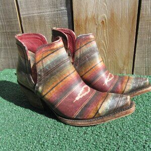 Ariat Dixon Snipped Toe Striped Ankle Boots Booties Women's Size 6